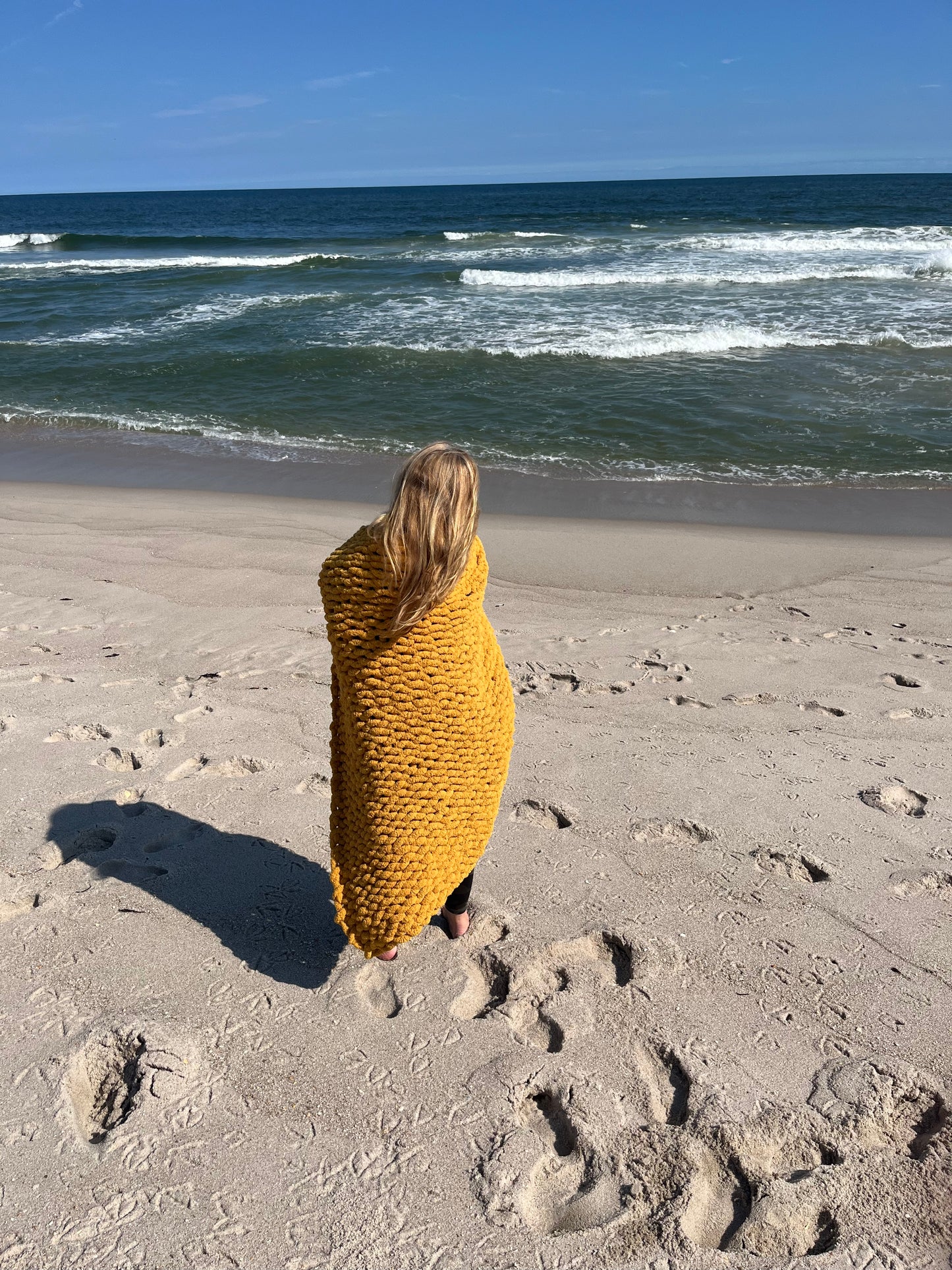 Gold Chunky Knit Throw
