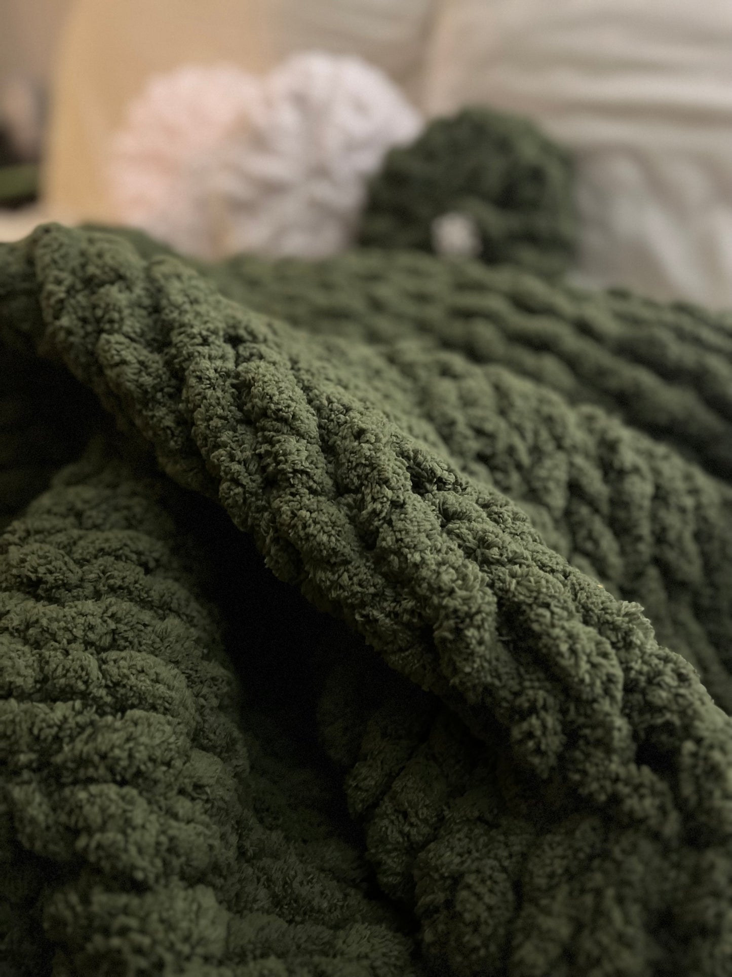 Olive Chunky Knit Throw