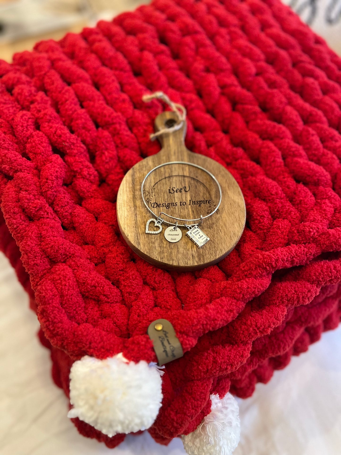 Holiday Red Blanket & Bracelet