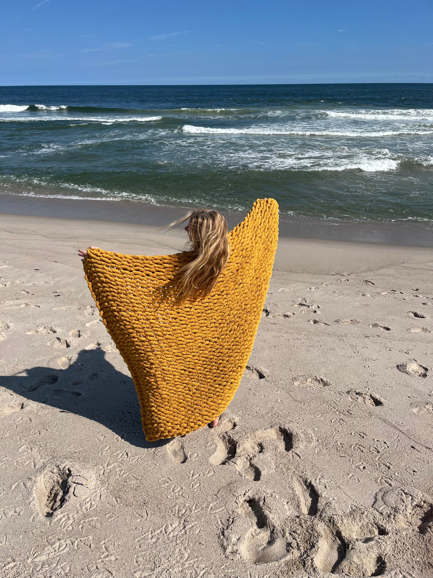 Gold Chunky Knit Throw