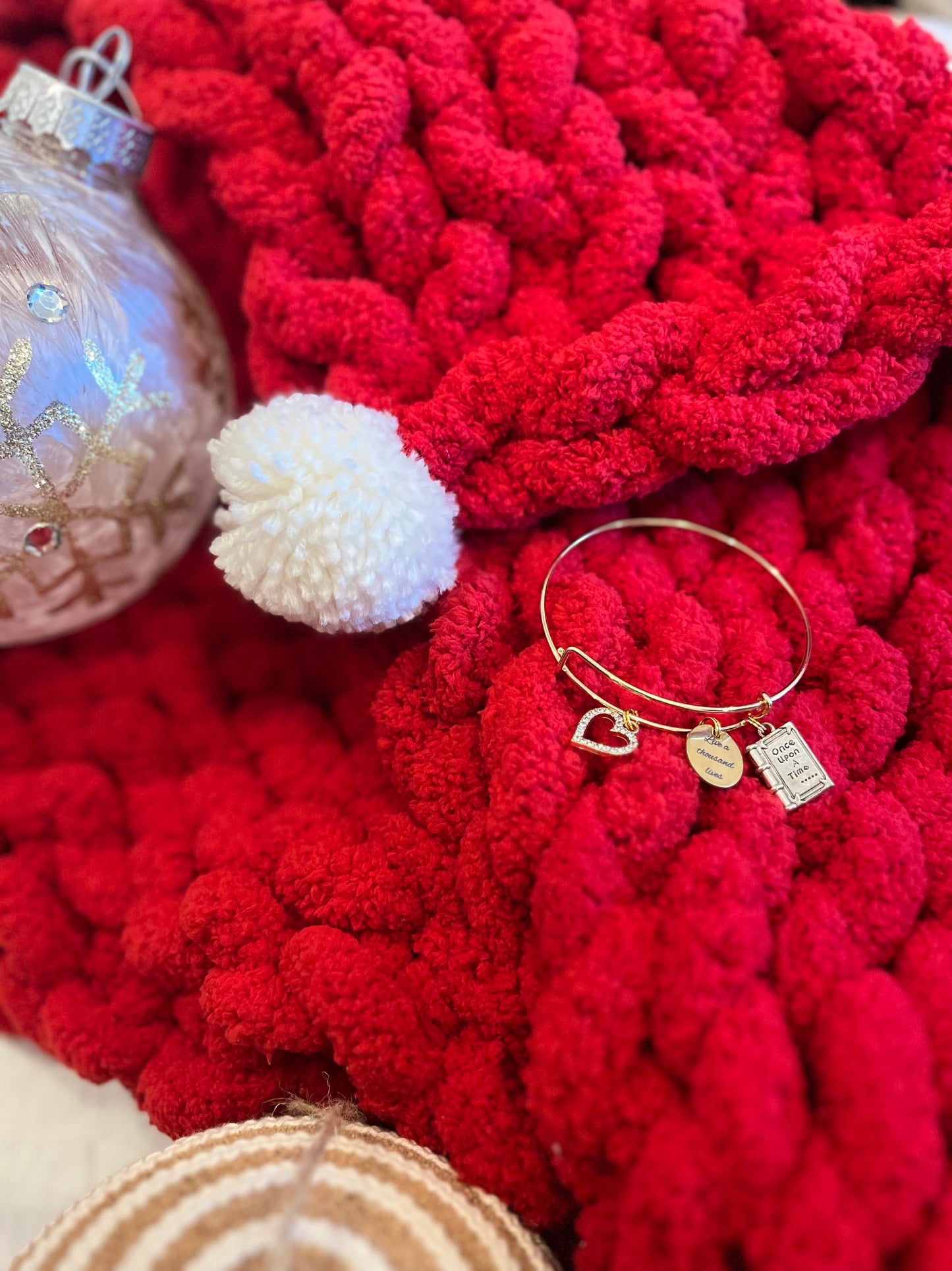 Holiday Red Blanket & Bracelet