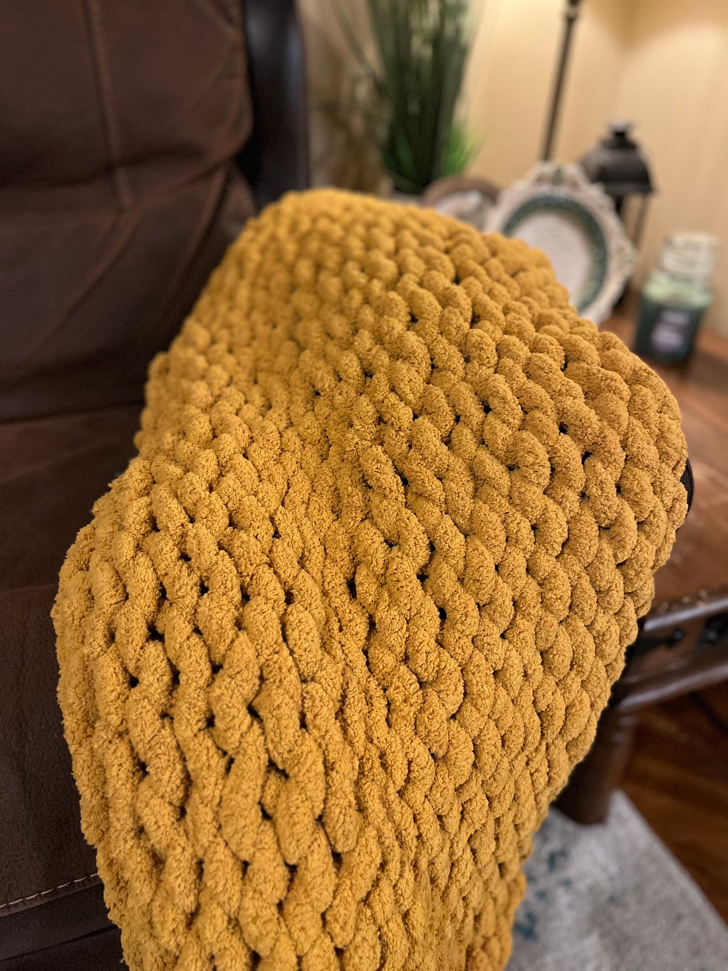 Gold Chunky Knit Throw