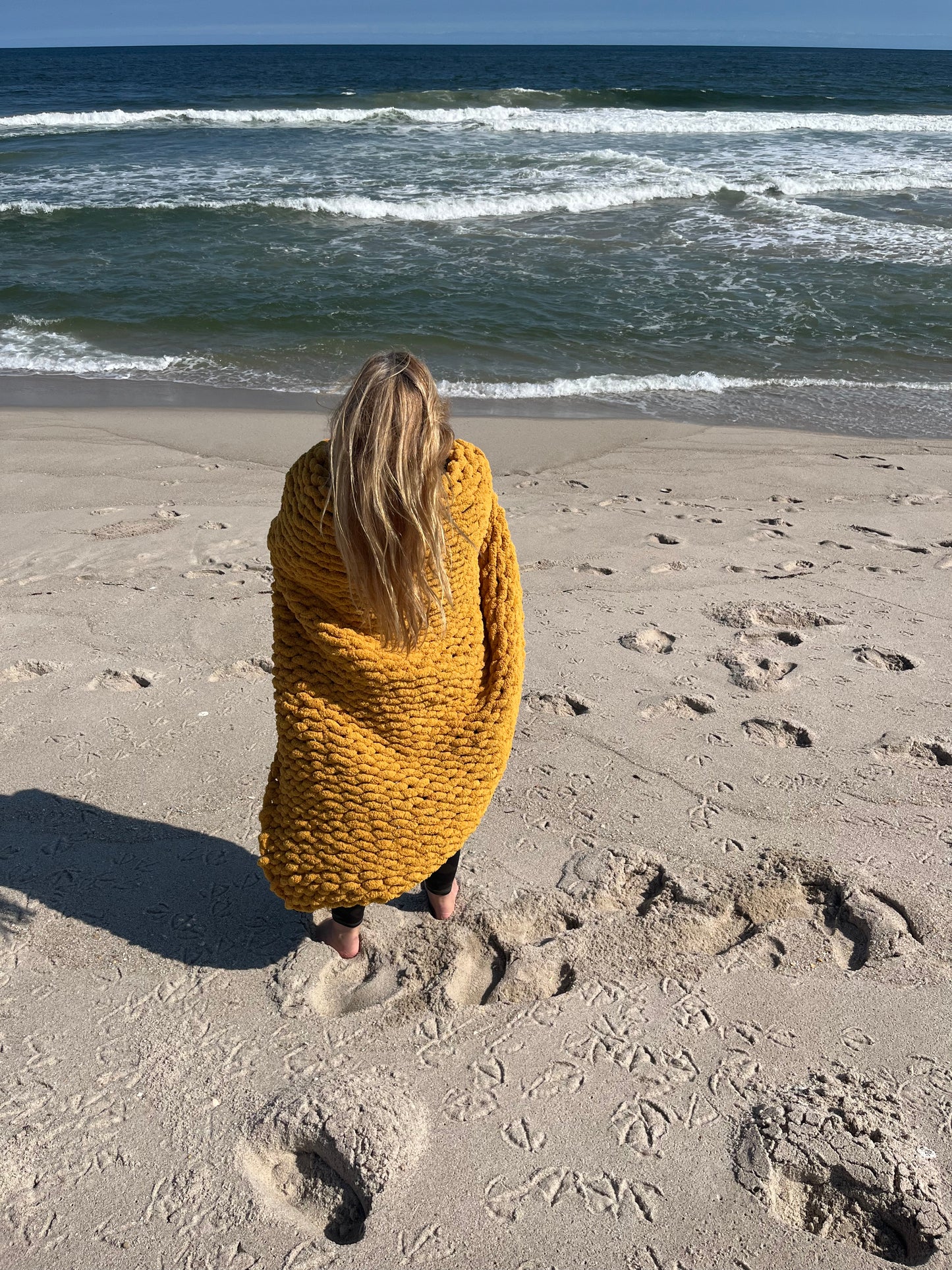 Gold Chunky Knit Throw