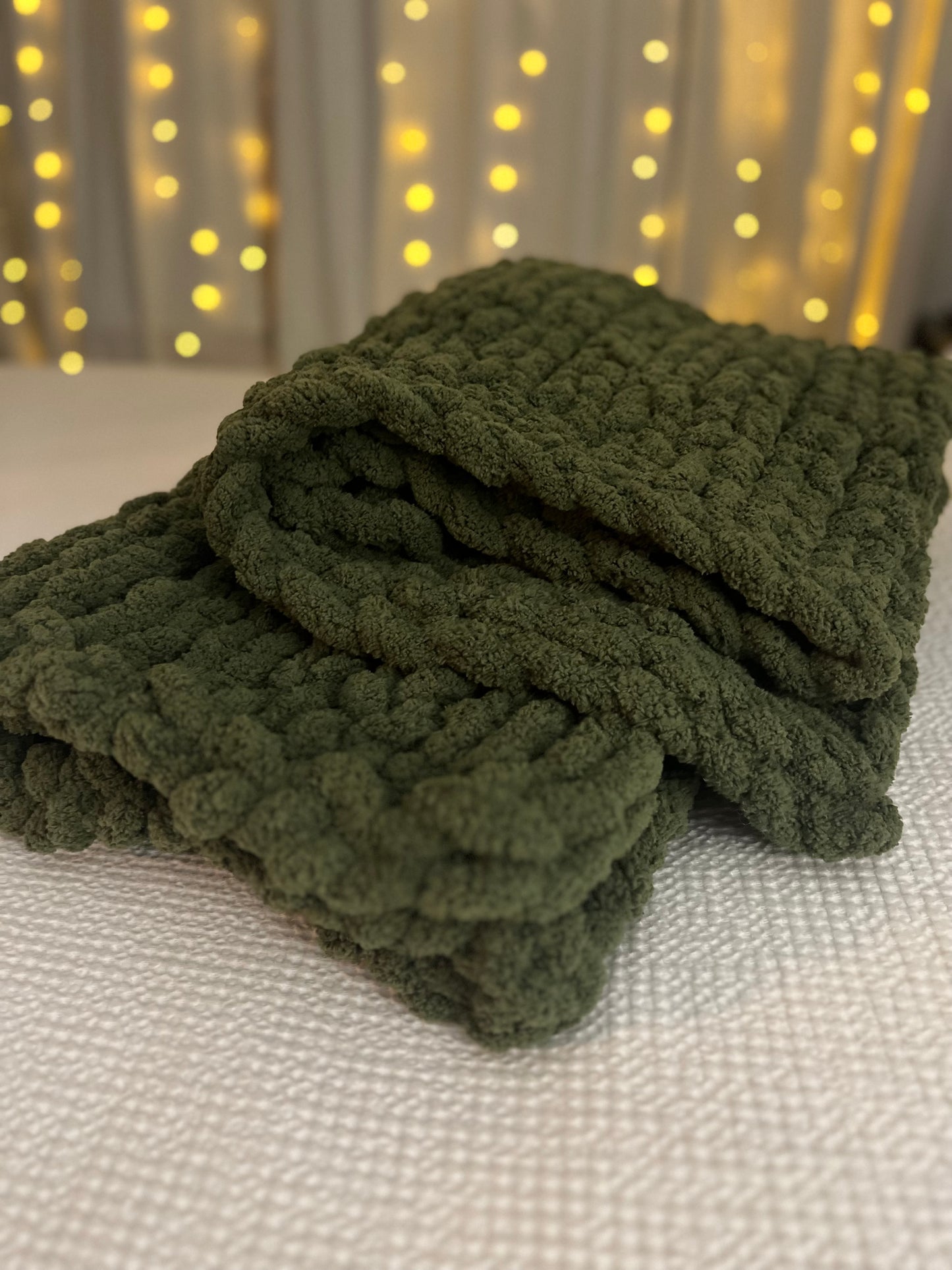 Olive Chunky Knit Throw