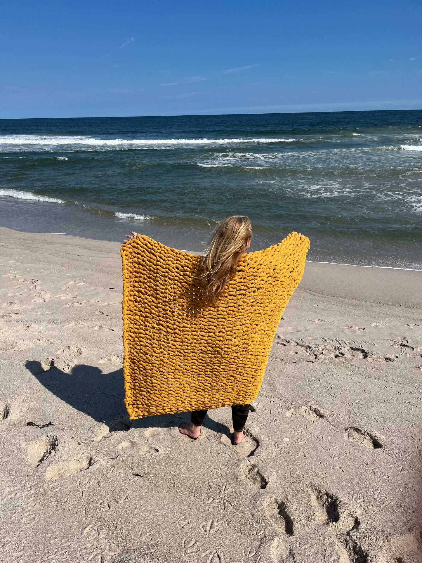 Gold Chunky Knit Throw