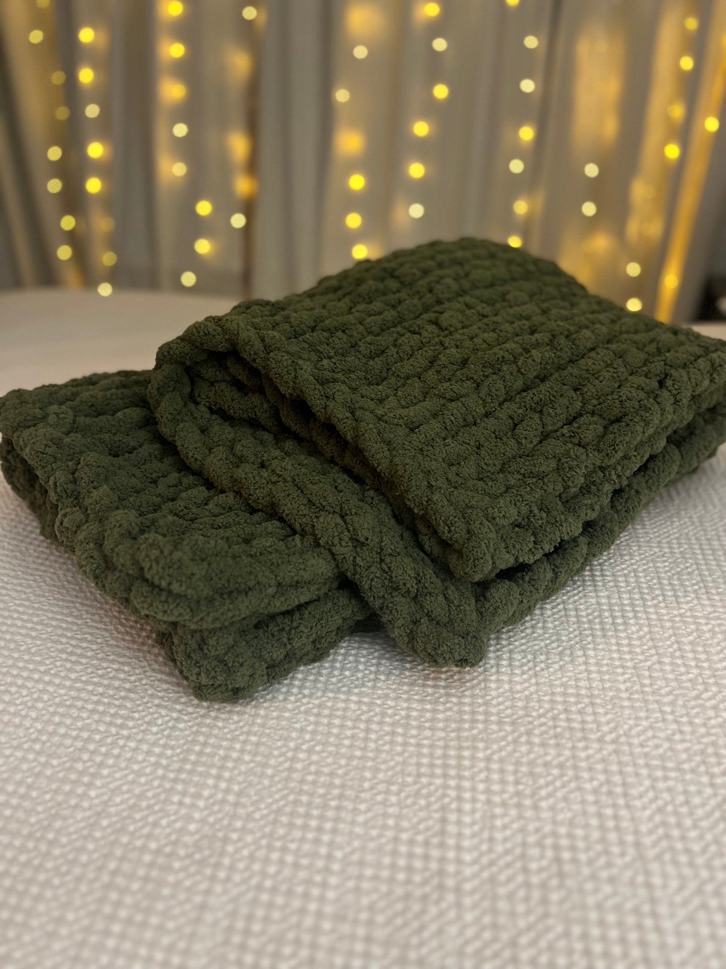 Olive Chunky Knit Throw