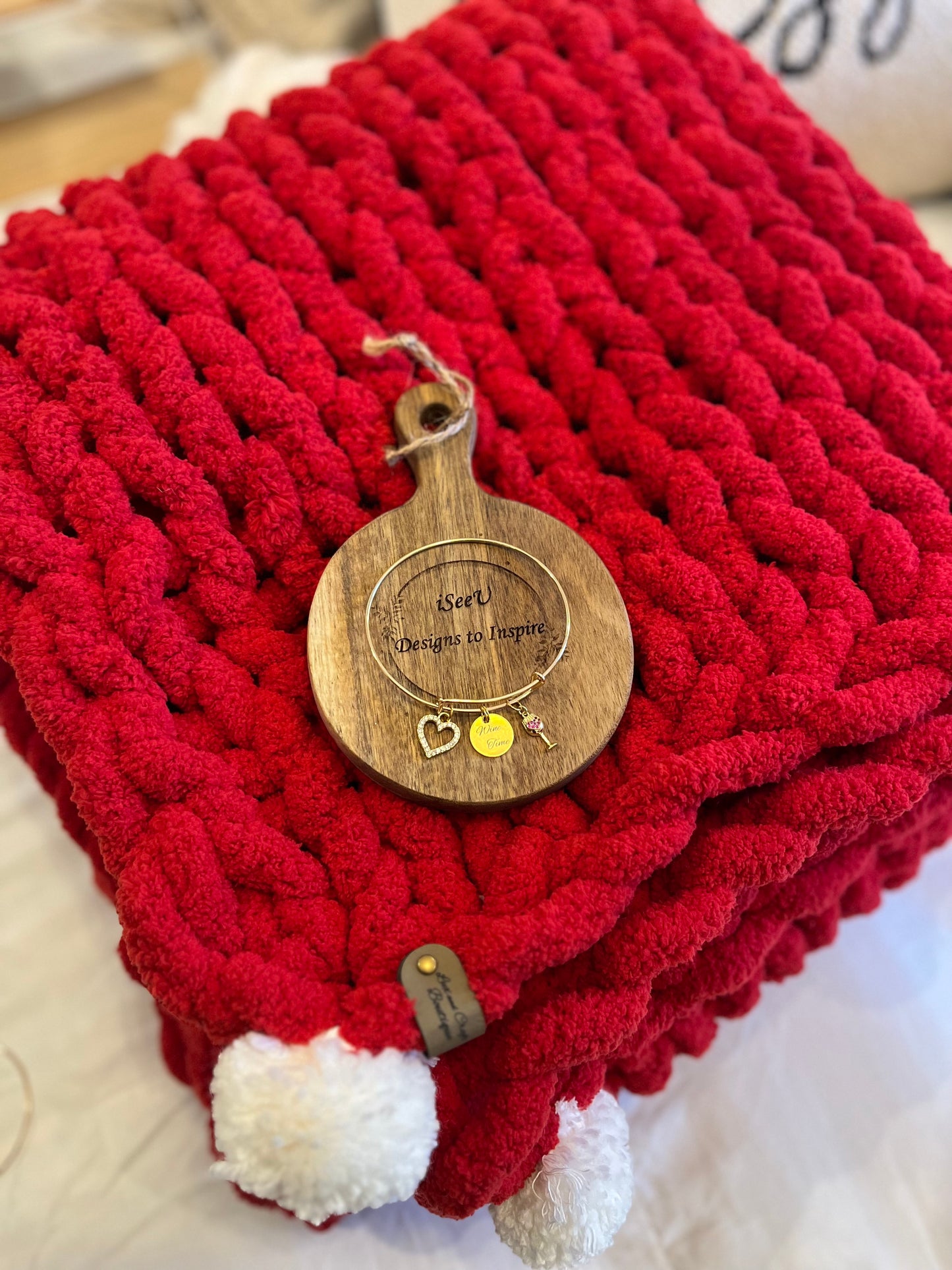 Holiday Red Blanket & Bracelet