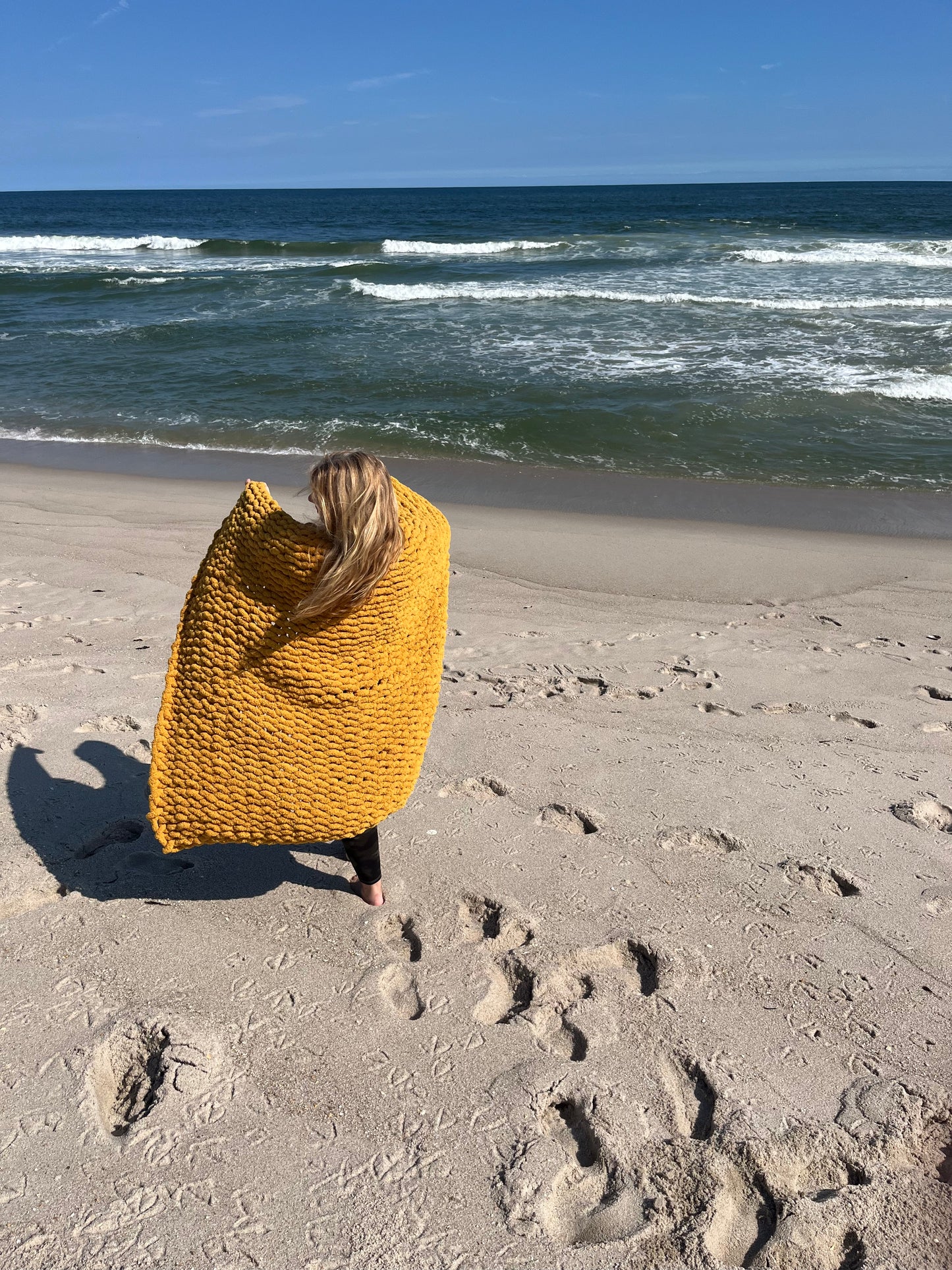 Gold Chunky Knit Throw