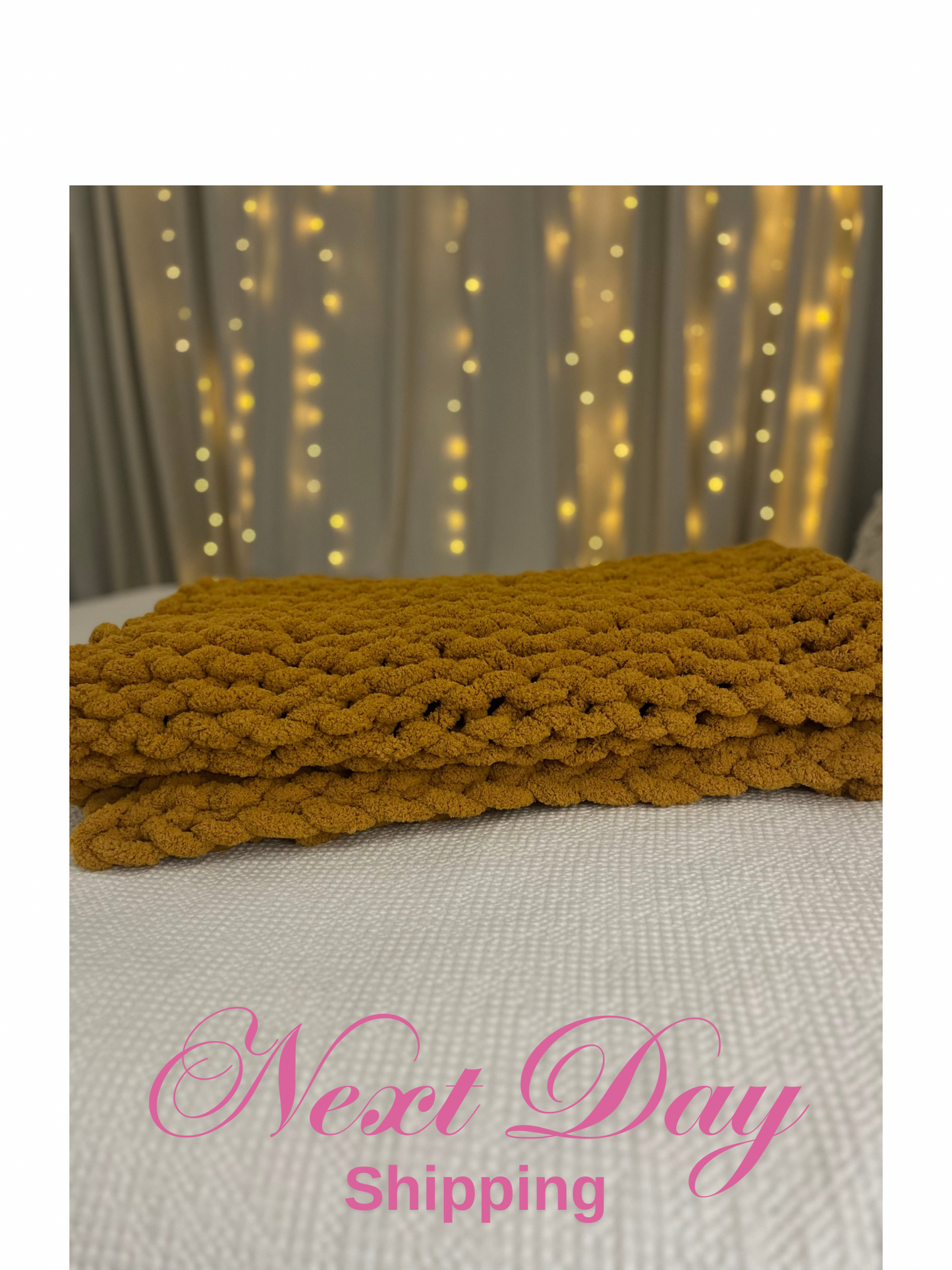 Gold Chunky Knit Throw