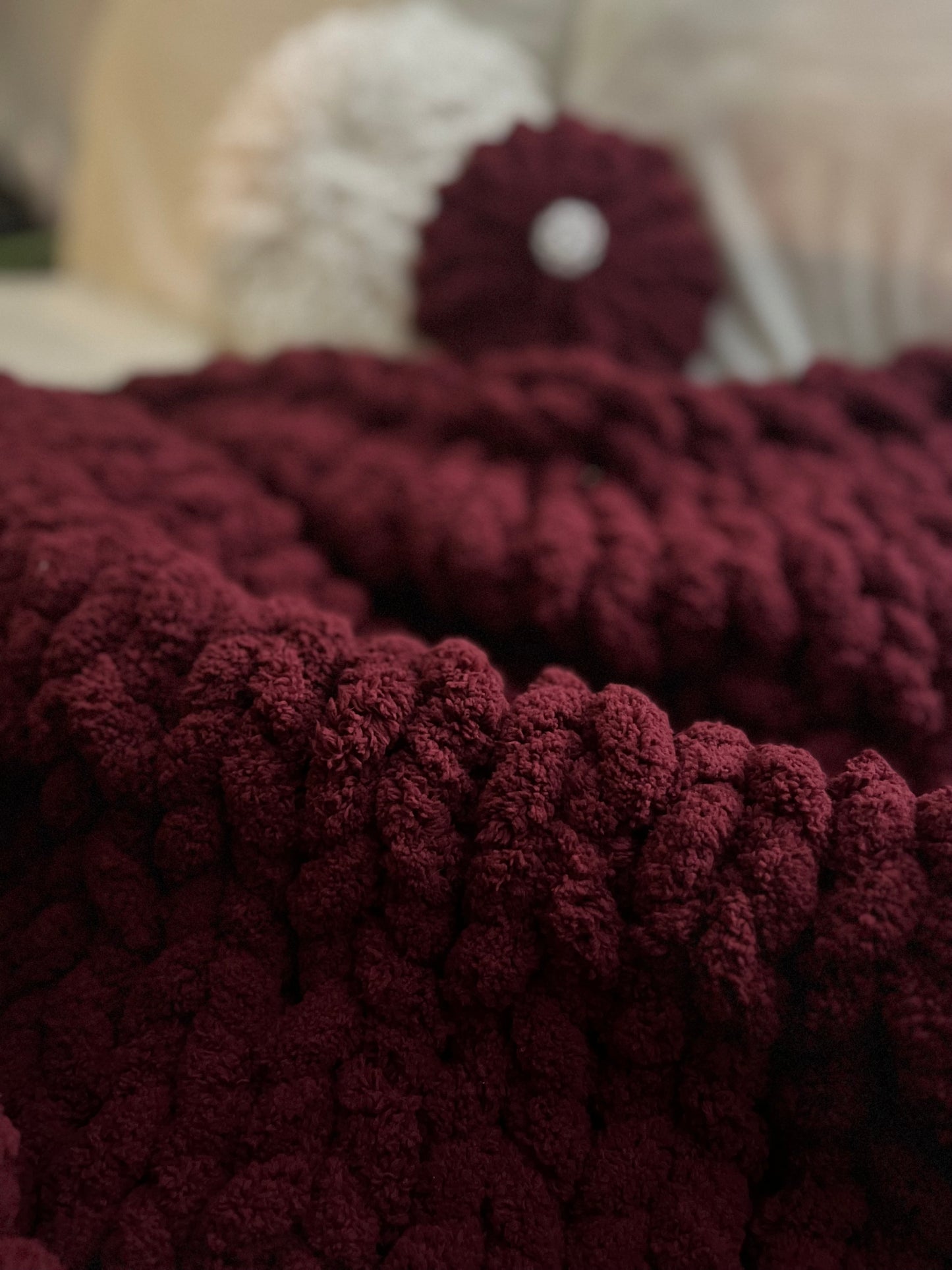 Deep Burgandy Chunky Knit Throw