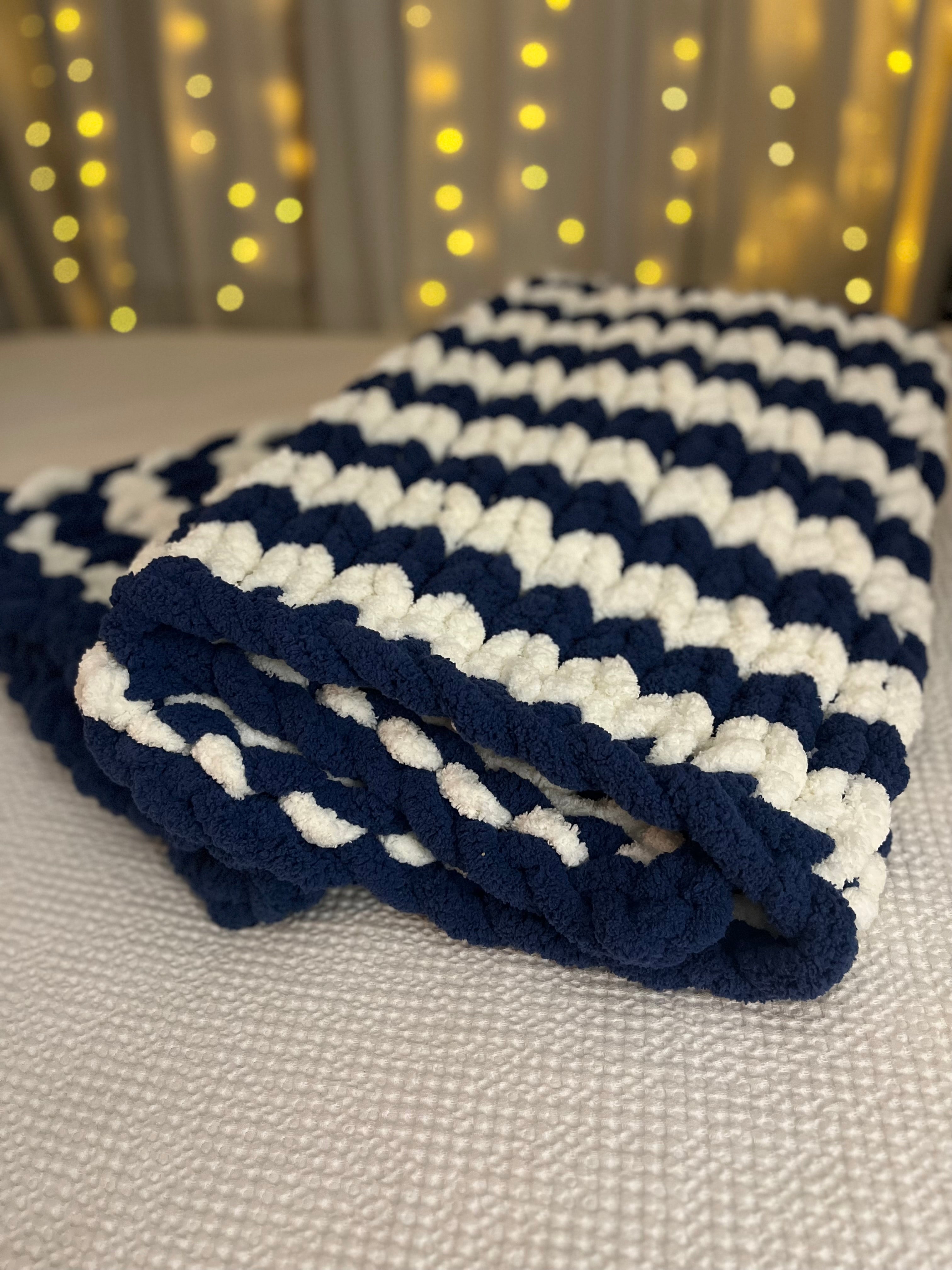 Striped chunky store knit blanket